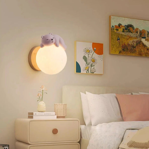 Cute bunny and bear wall lamps