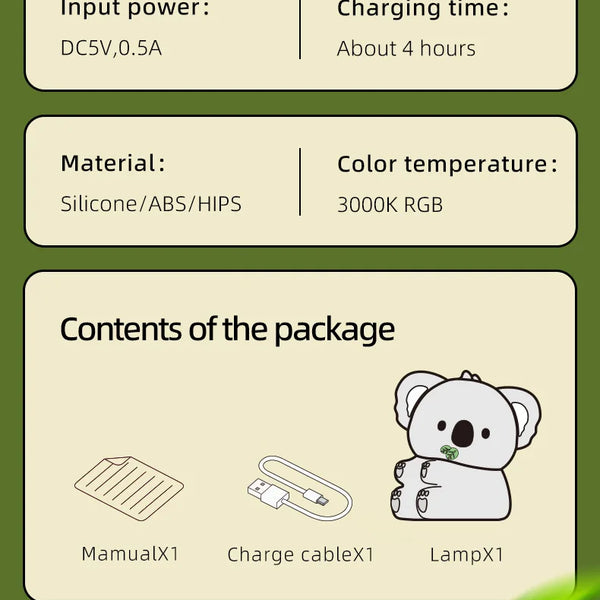 cute koala silicone lamp