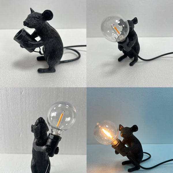 Modern resin LED table lamp with mouse animal
