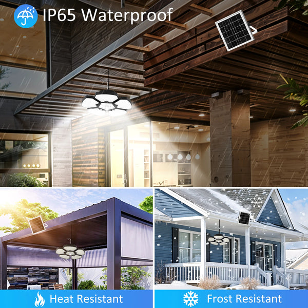 Solar warehouse light with 156 LEDs, solar pendant for indoor and outdoor areas