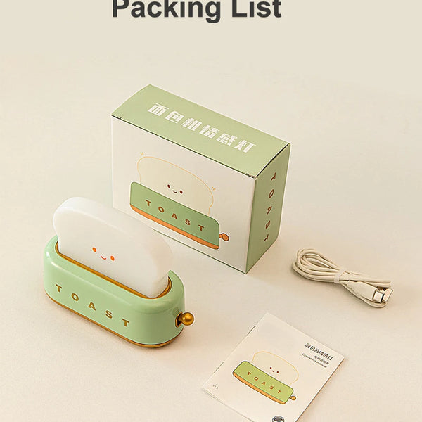 Portable LED Night Light with Timer and Cartoon Toast Bread