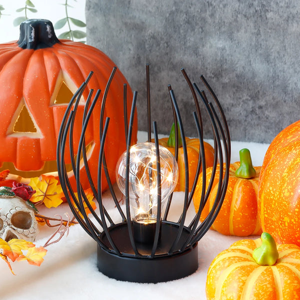 Modern decorative table lamp with candle holder, battery-powered cordless lamp with LED bulb