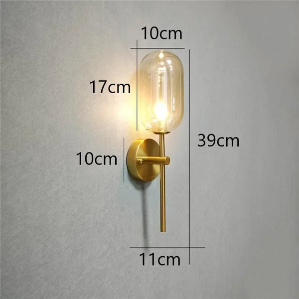 Modern Nordic minimalist cognac glass wall lights