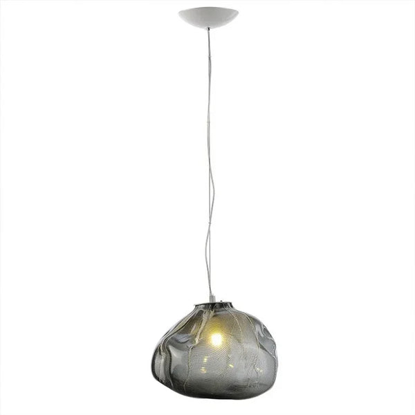 Smoky gray glass pendant light with modern cloud design, decorative blown glass pendant light