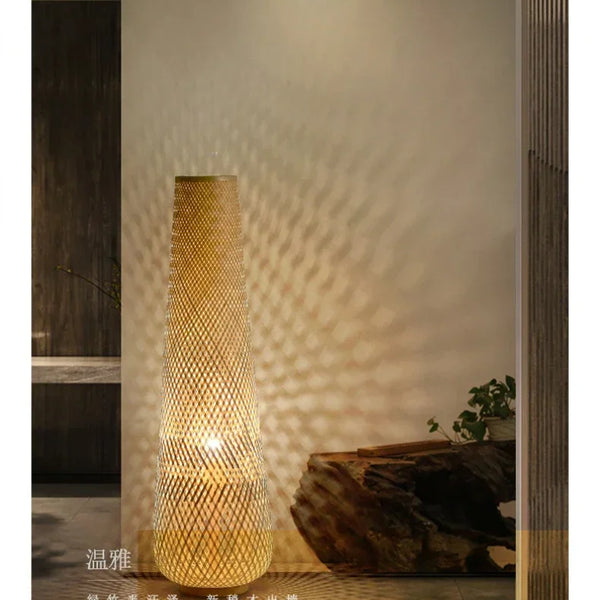 Japanese Wabi Sabi Style Floor Lamp Handmade Bamboo LED
