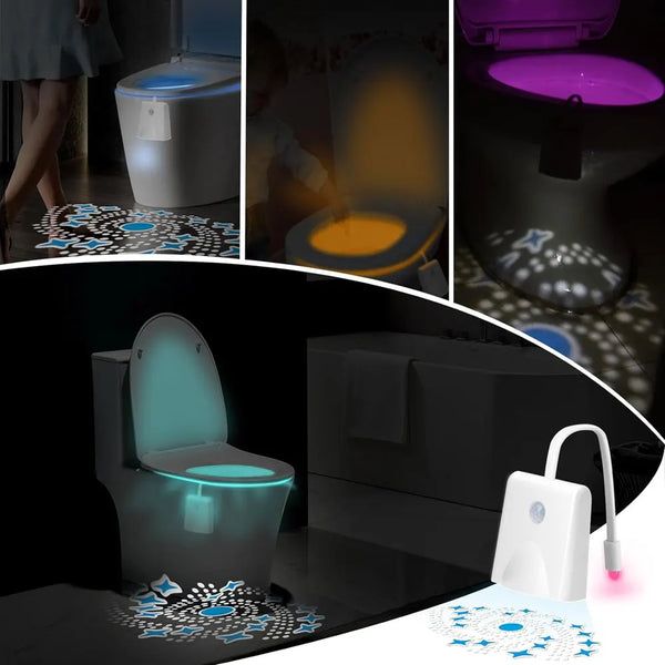 Color-changing, motion-activated bathroom nightlights