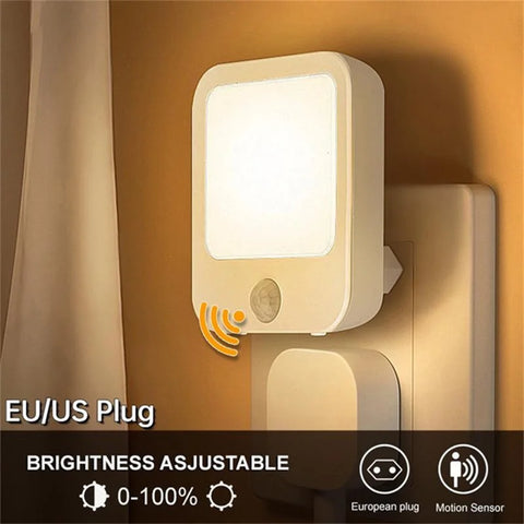 LED Night Lights with Motion Sensor, Dimmable Plug-in Light for Closet, Baby Bedside, Bedroom, Hallway, Wireless Night Lighting