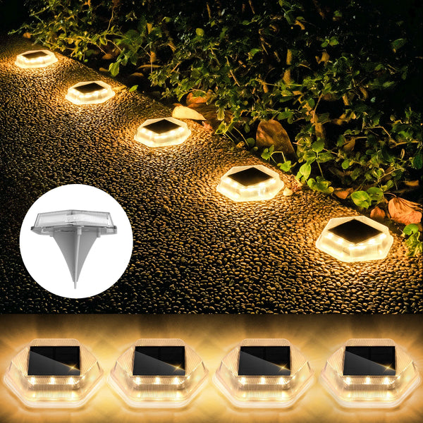 4PCS Solar Ground Lights – 12 LEDs Outdoor Pathway & Deck Lighting | Waterproof Underground Lights for Garden & Driveway