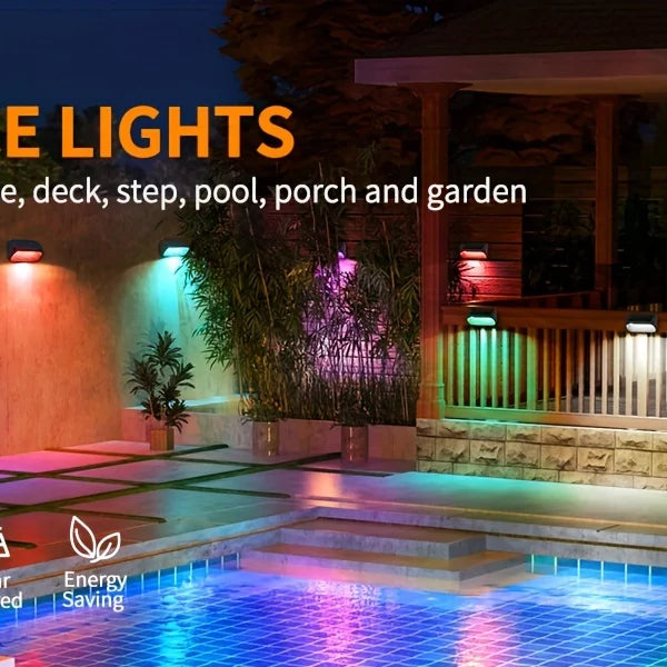 6/12 Pack Fence Lights Solar Powered, Auto On/Off, Solar Deck Lights for Outside Yard Fence Deck Wall Patio Decor