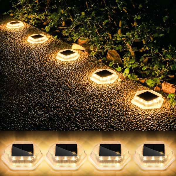 4PCS Solar Ground Lights – 12 LEDs Outdoor Pathway & Deck Lighting | Waterproof Underground Lights for Garden & Driveway