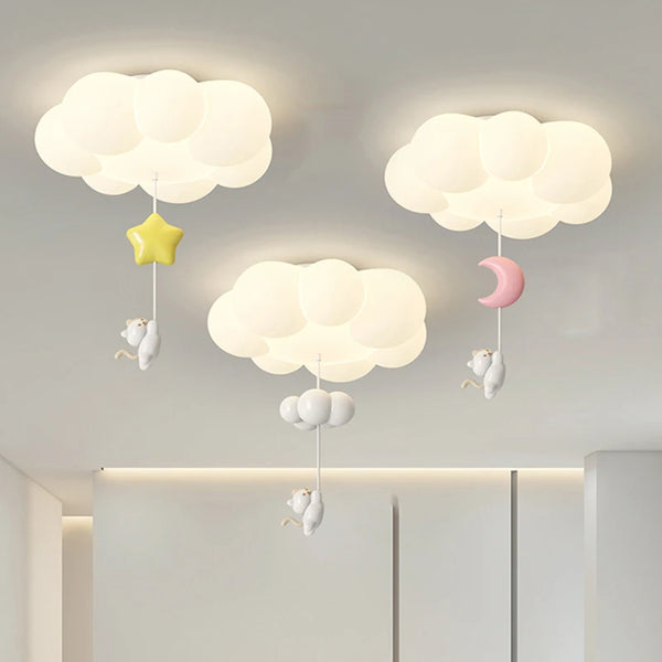 LED ceiling light with star and cloud pendant