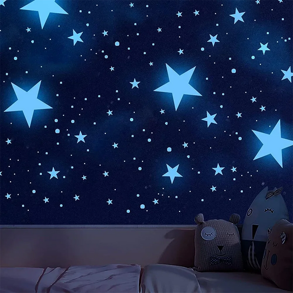 100 pieces of luminous moon and stars wall stickers