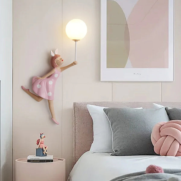 Cute pink ballerina wall lamps