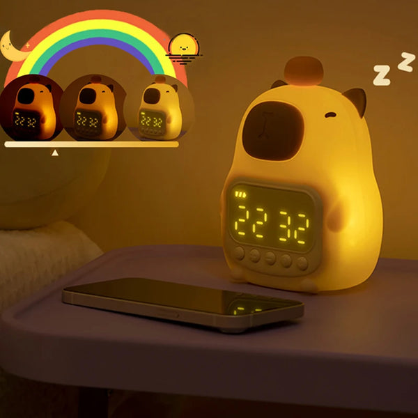 Cute Rechargeable Kids Alarm Clock, Night Light, Ringtone, Snooze, Always-on Display, Table Clock, Musical Alarm Clock, LED Clock