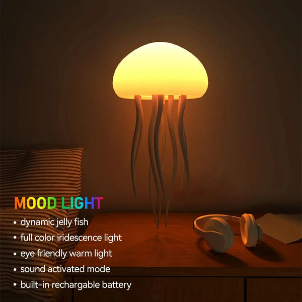 LED bedside lamp with jellyfish design, voice control