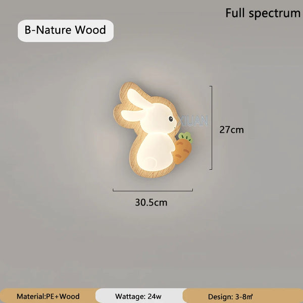 Nordic solid wood rabbit style wall lamps