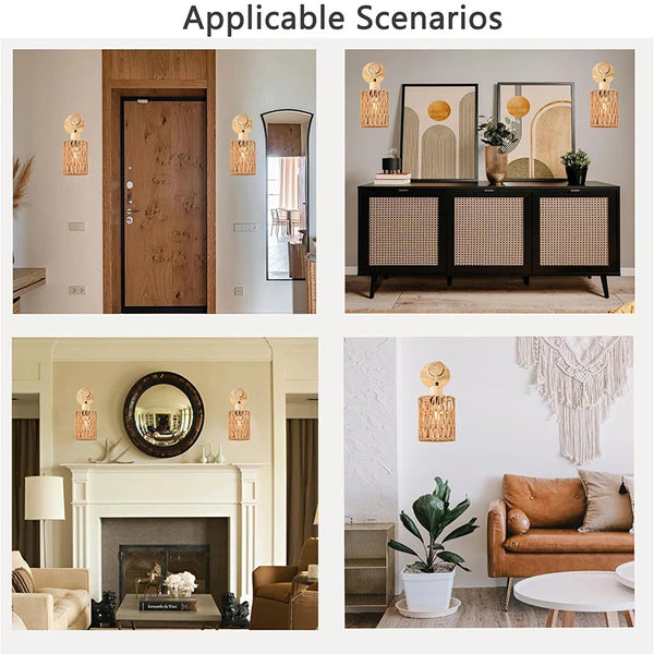 Hemp rope bedside wall lamp