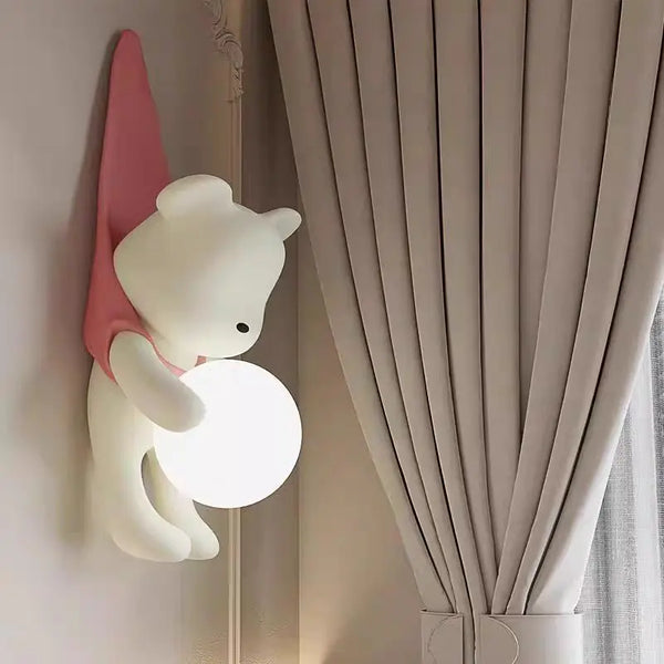 Wall lamp for children's room with bear design