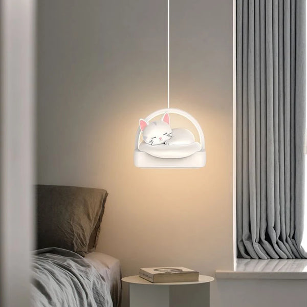 Bedside pendant lamp with cat lights