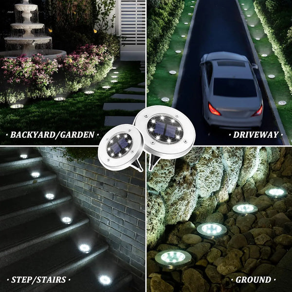 4/8PCS Solar Outdoor Lights – 8 LED Landscape Lighting in Cool & Warm White for Garden & Pathway