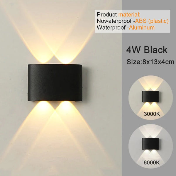 Modern LED wall light for indoor and outdoor use