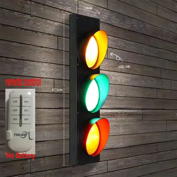 American LOFT creative wall lamp personalized industrial style retro traffic light with LED light