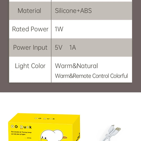 Cute silicone duck lamp