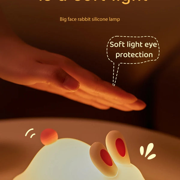 Cute silicone bunny lamp with big face