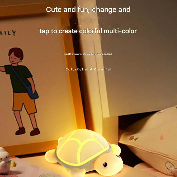 Cute turtle lamp made of silicone and touch sensitive