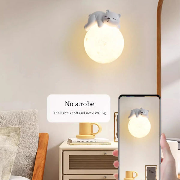 Cute bunny and bear wall lamps