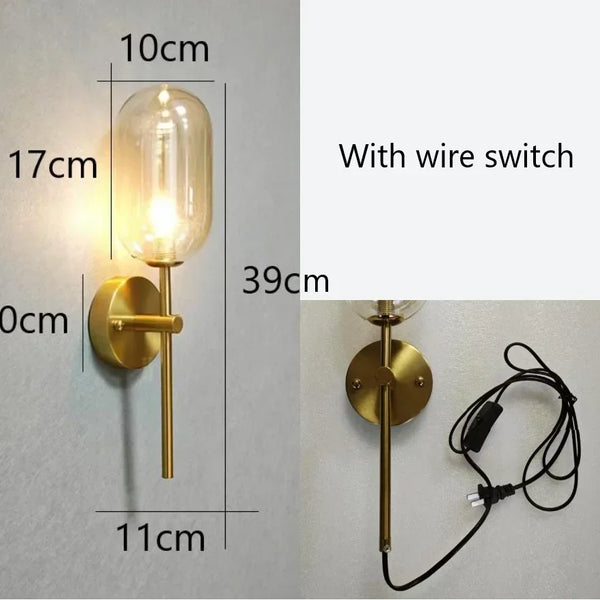 Modern Nordic minimalist cognac glass wall lights