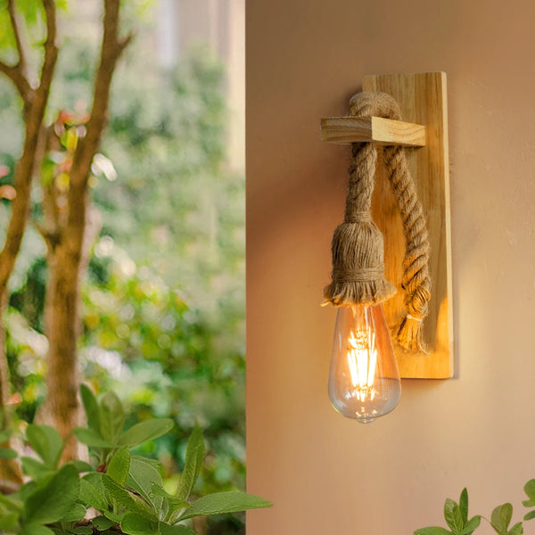 Wooden wall lamp with hemp rope Retor 110V 220V