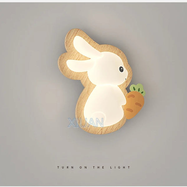 Nordic solid wood rabbit style wall lamps