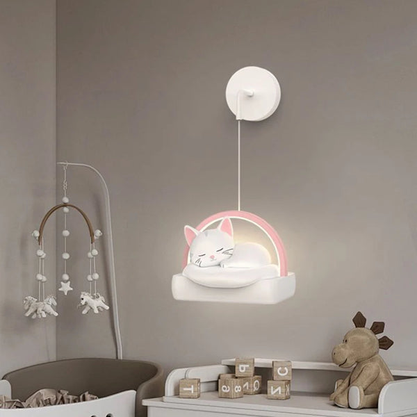 Bedside pendant lamp with cat lights