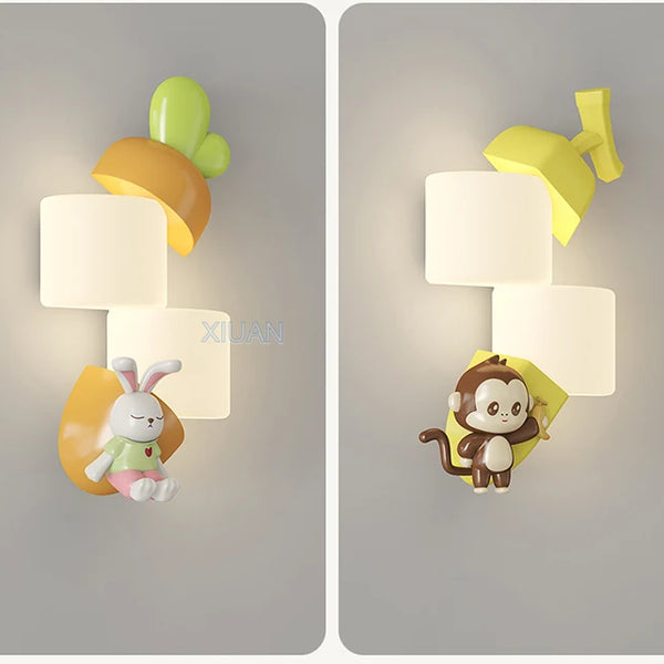 Monkey Rabbit Panda Animal Wall Lamps