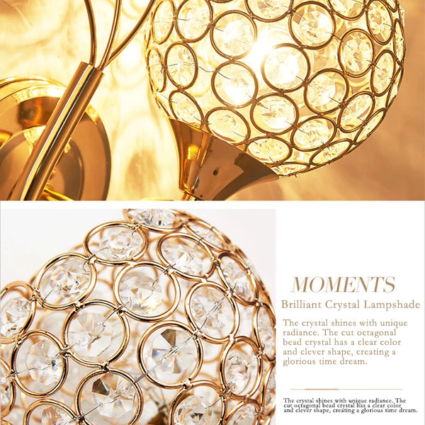 Modern wall lamp, E27 crystal sconce retro, industrial