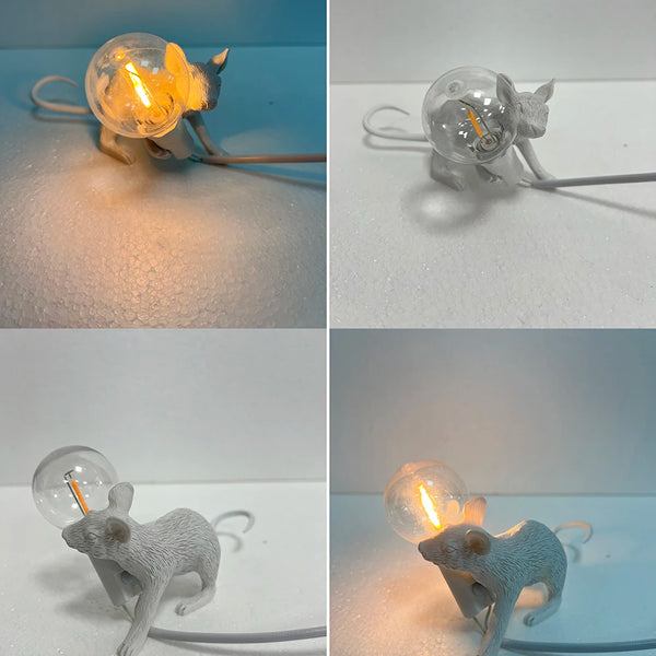 Modern resin LED table lamp with mouse animal