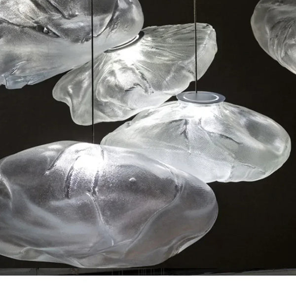 Smoky gray glass pendant light with modern cloud design, decorative blown glass pendant light