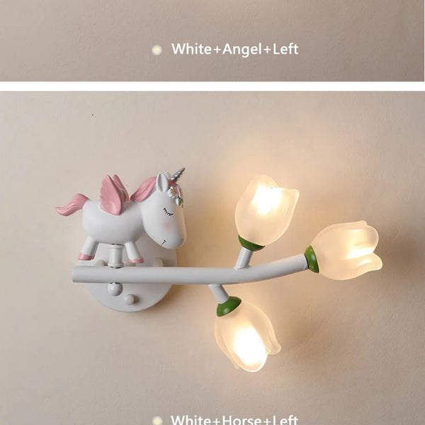 Cartoon Rechargeable Battery Wall Lamps Resin Animal