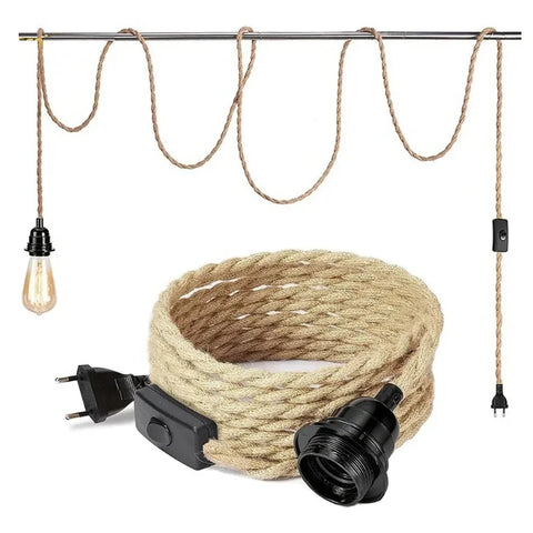 Pendant light accessories with hemp rope switch plug for home use