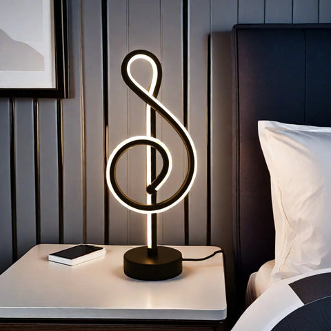 Modern table lamp with creative musical notes and 3-color infinite dimming