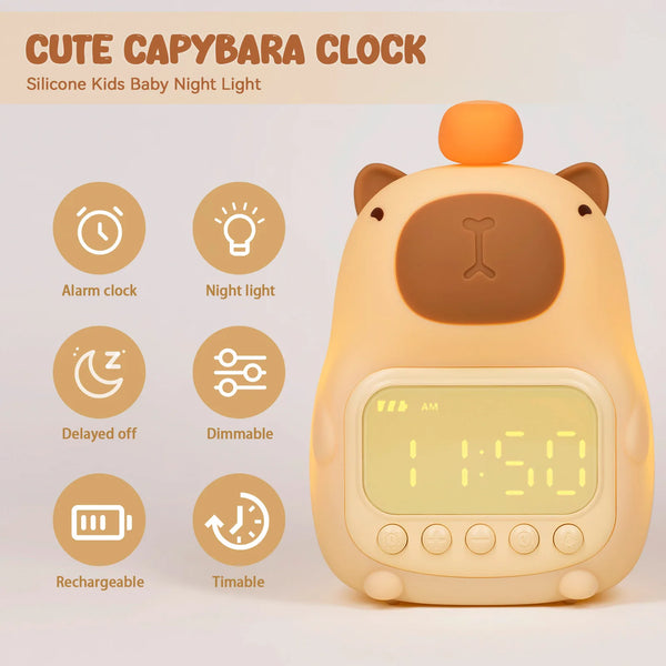 Rechargeable children's alarm clock with night light