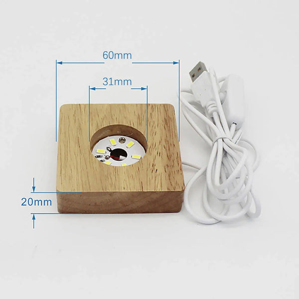 6cm Solid Wood LED Lamp Square Night Light