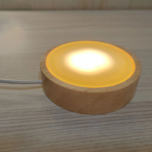 10cm LED night light with round wooden base