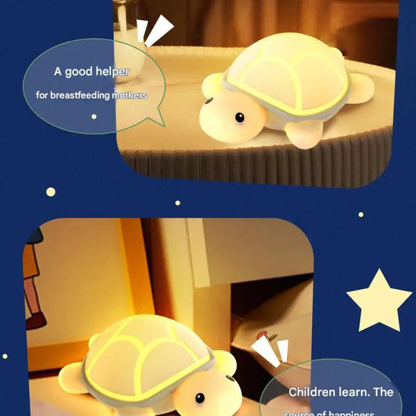 Cute turtle lamp made of silicone and touch sensitive