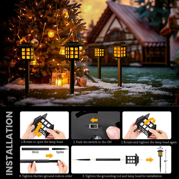 2/4PCS Solar Flame Torch Lights – 10 LEDs Flickering Outdoor Lamps for Garden, Path, Patio & Halloween Decor