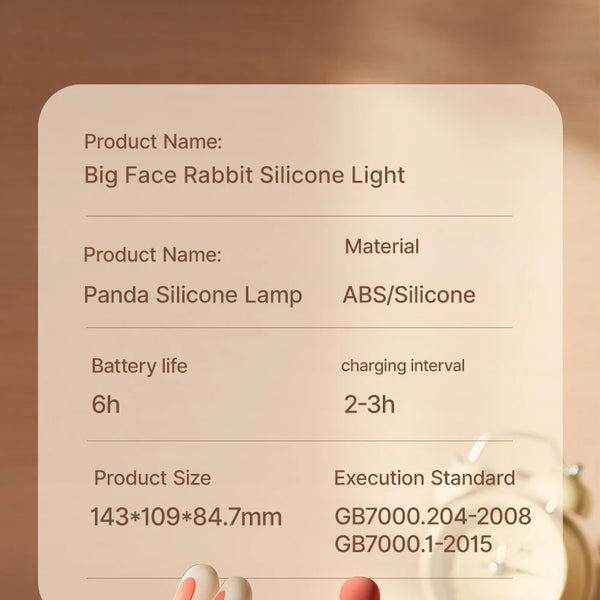 Cute silicone bunny lamp with big face