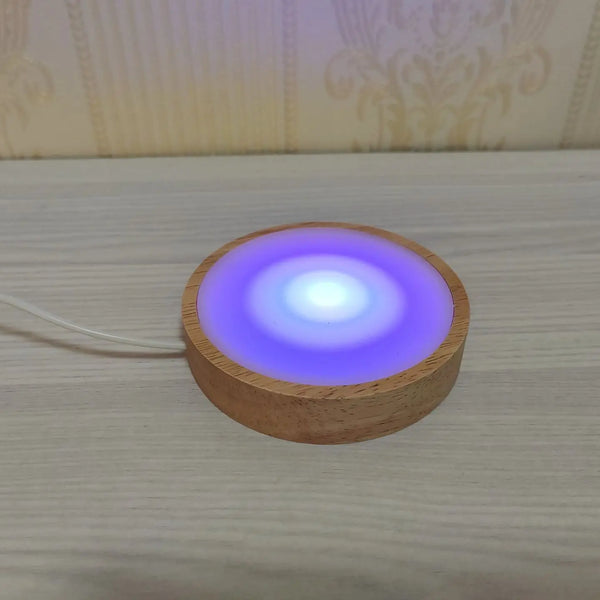 10cm LED night light with round wooden base