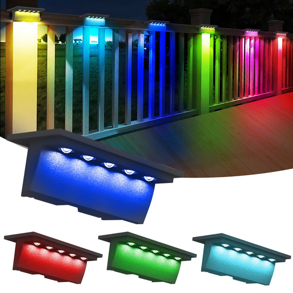 RGB LED Solar Step Lights (2/4PCS) – Waterproof & Anti-Theft | Super Bright Outdoor Stair Lighting