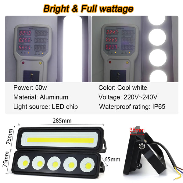 LED Flood Light 50W Outdoor Lighting COB Floodlight 220V Reflector Spotlight IP65 Waterproof Outdoor LED Gardern Wall Lamps